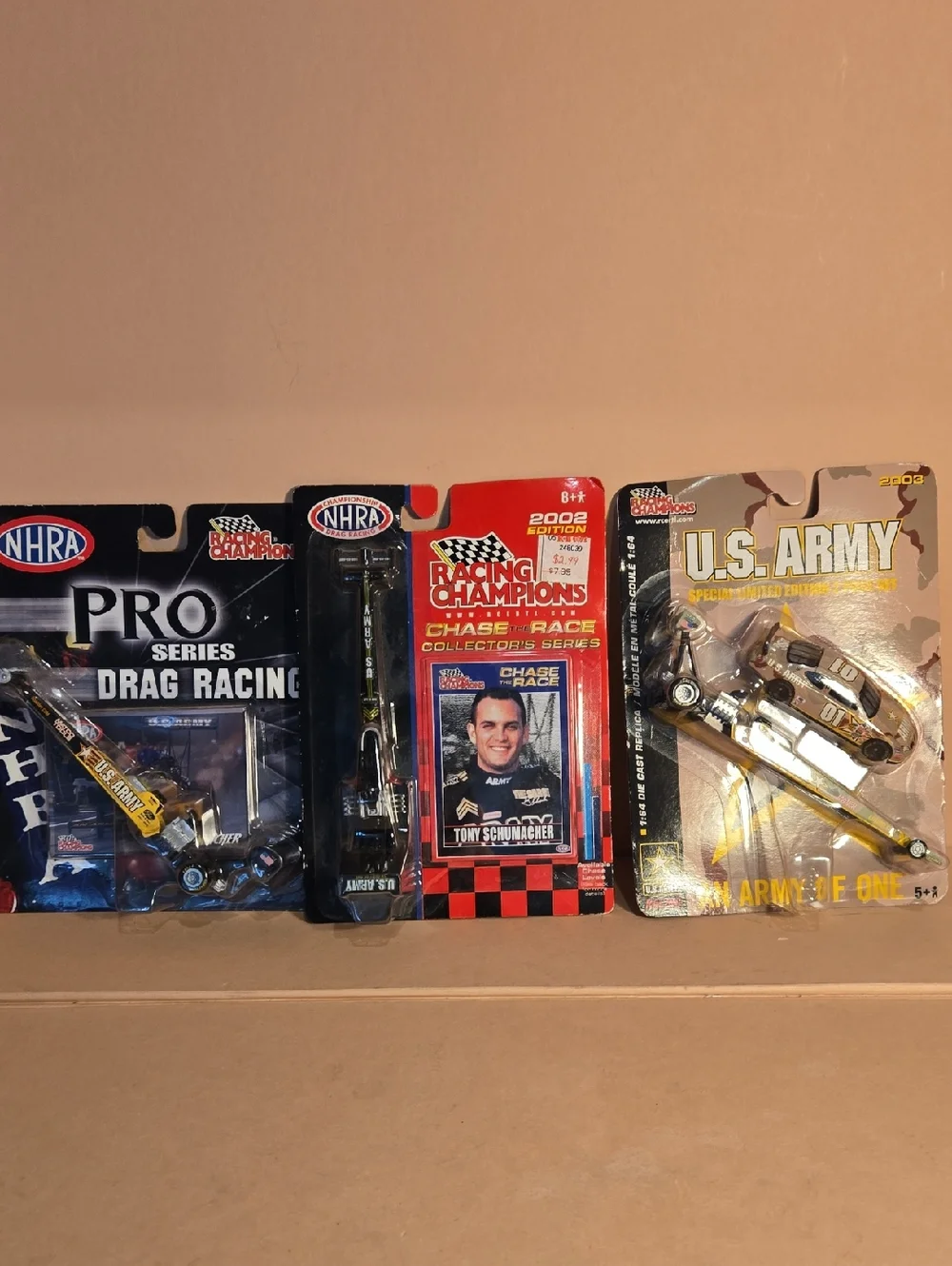 Lot Of 3 NHRA Pro Series & U.S. Army Drag Racing Die-Cast Cars - Gold and Black